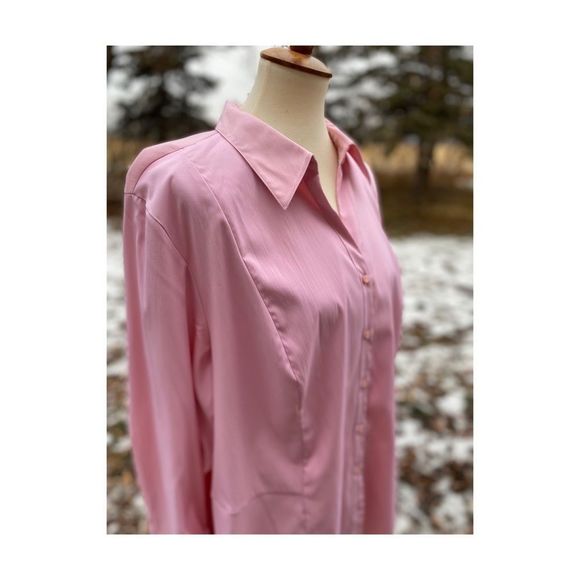 Vtg Baby Pink Casual Shirt Button Up Darts Work - Picture 2 of 11